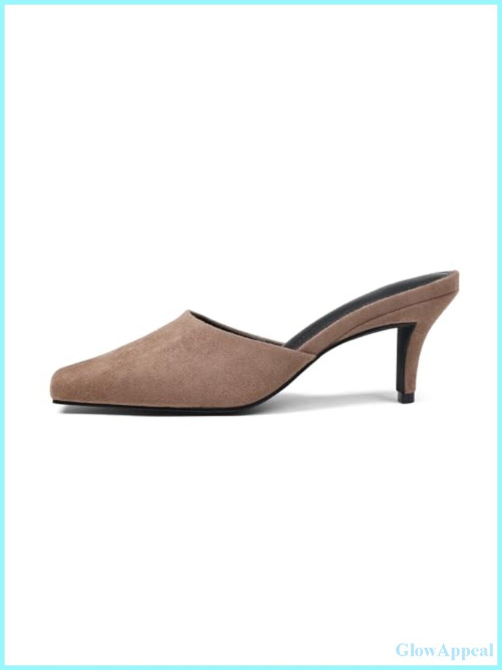 Suede Square Toe Kitten Heel Mules Slip On Backless Dress Sandals